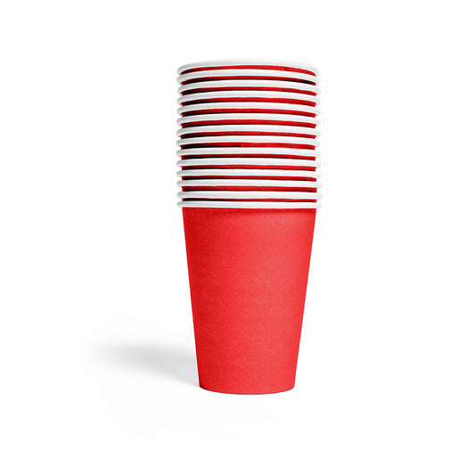 Rode papieren bekers van 210 ml, verpakking van 14 stuks