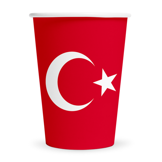 Papieren bekers met de vlag van Turkije, verpakking van 8 stuks