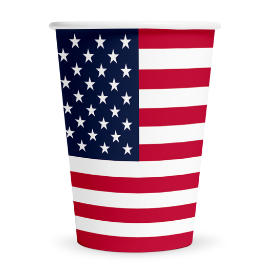 Papieren bekers met de vlag van USA, verpakking van 8 stuks