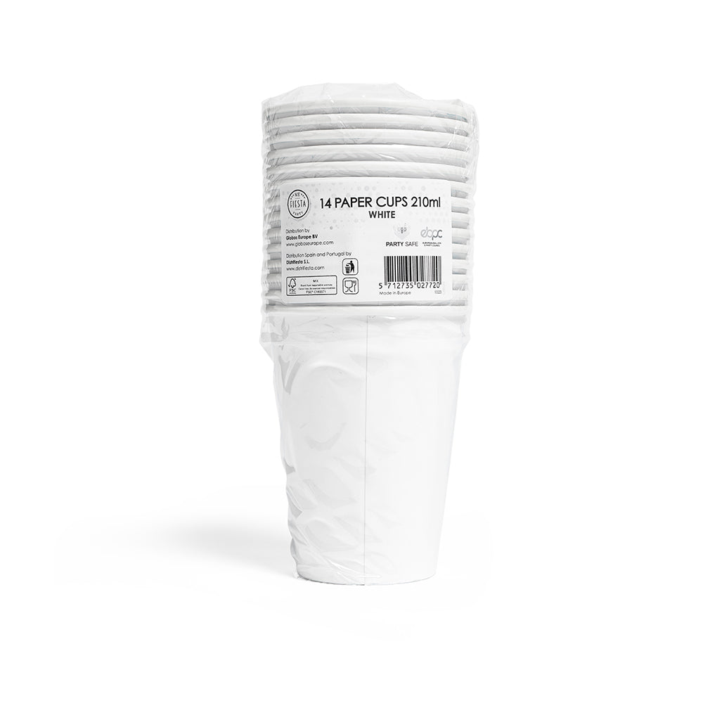 Witte papieren bekers 210 ml 14 stuks - tweede productfoto