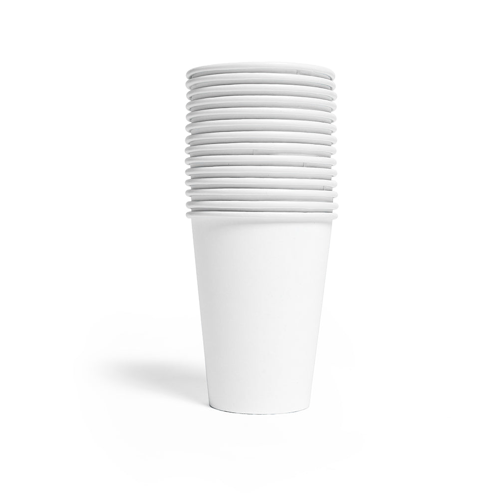 Witte papieren bekers van 210 ml, verpakking van 14 stuks