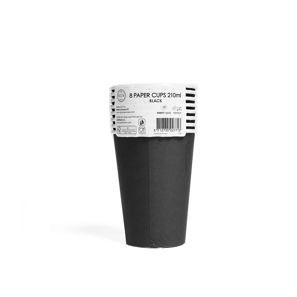 Zwarte papieren bekers 210 ml 8 stuks - tweede productfoto