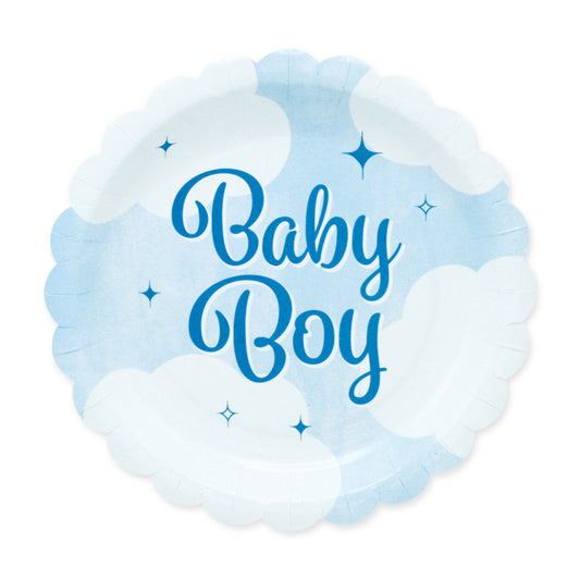Papieren bordjes met Baby Boy-opdruk, verpakking van 8 stuks