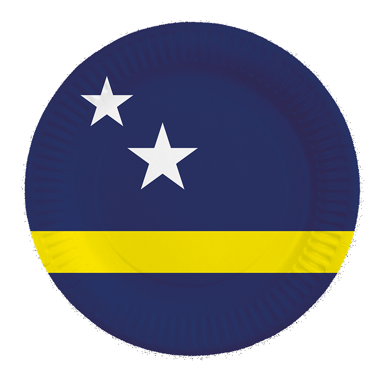 Papieren bordjes met de vlag van Curaçao, verpakking van 8 stuks