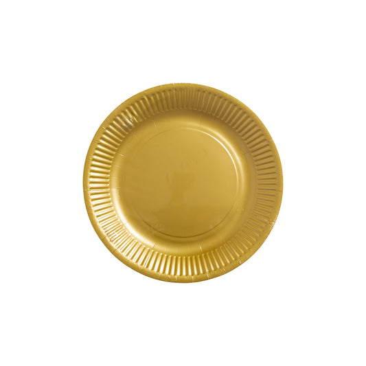 Gouden papieren gebaksbordjes van 18 cm, verpakking van 8 stuks