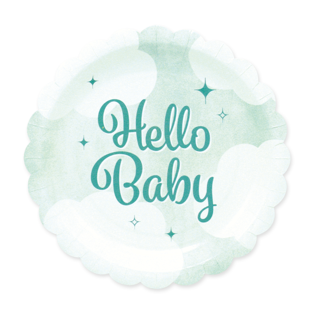Papieren bordjes met Hello Baby-opdruk, verpakking van 8 stuks