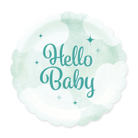 Papieren bordjes met Hello Baby-opdruk, verpakking van 8 stuks