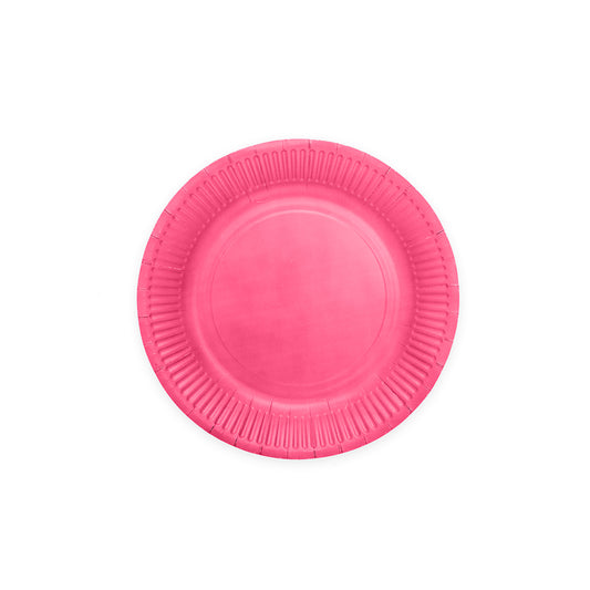 Hot pink papieren gebaksbordjes van 18 cm, verpakking van 8 stuks