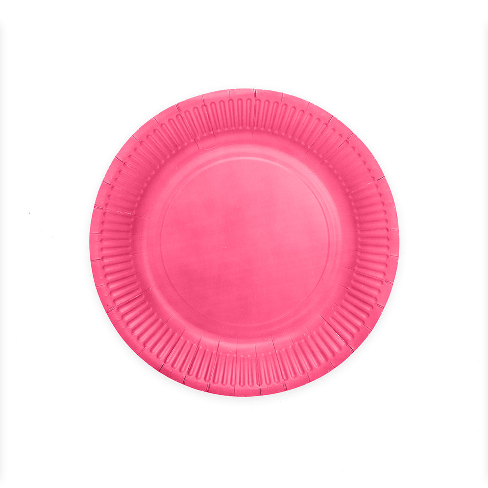 Hot pink papieren feestbordjes van 23 cm, verpakking van 8 stuks