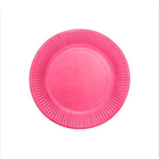 Hot pink papieren feestbordjes van 23 cm, verpakking van 8 stuks