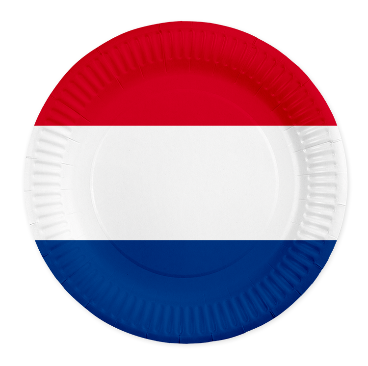 Papieren bordjes met de vlag van Nederland, verpakking van 8 stuks