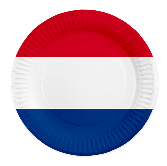 Papieren bordjes met de vlag van Nederland, verpakking van 8 stuks