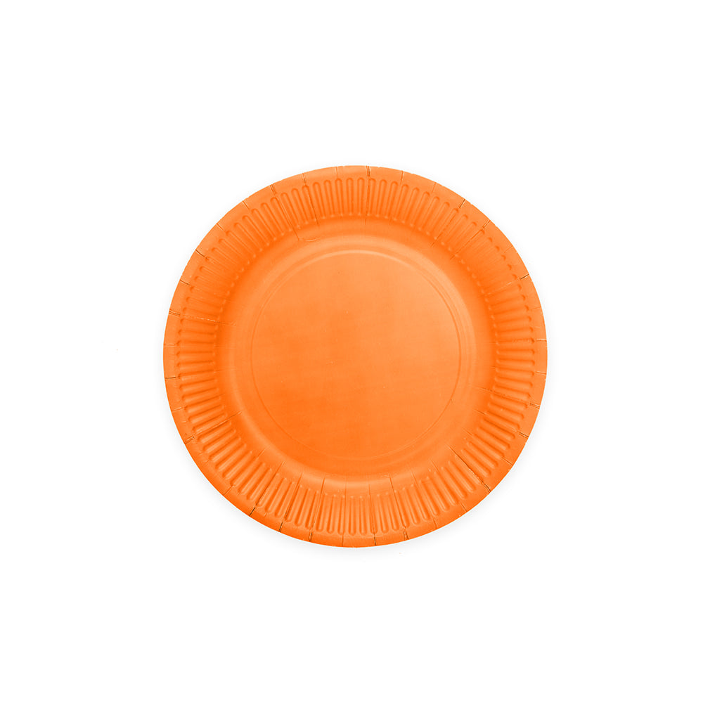 Oranje papieren gebaksbordjes van 18 cm, verpakking van 8 stuks
