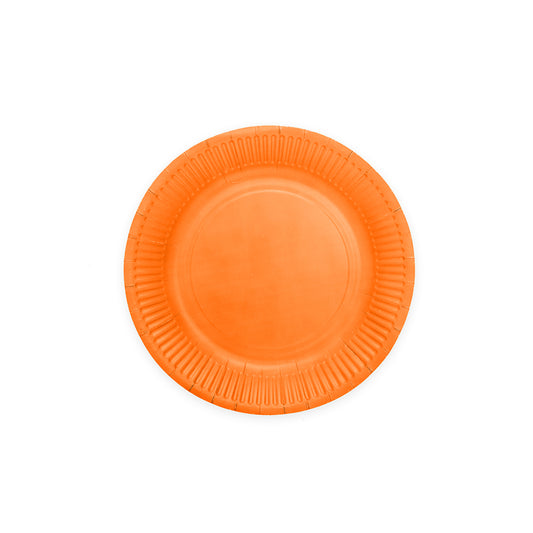 Oranje papieren gebaksbordjes van 18 cm, verpakking van 8 stuks