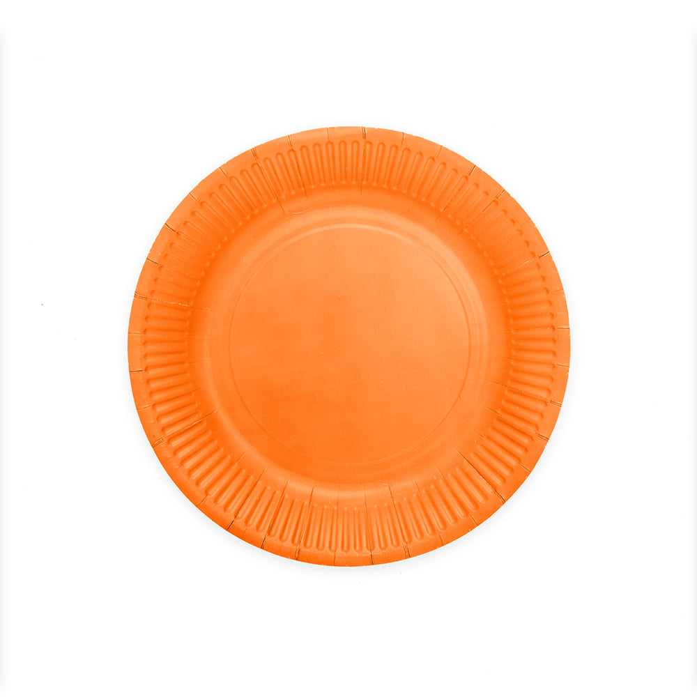 Oranje papieren feestbordjes van 23 cm, verpakking van 8 stuks