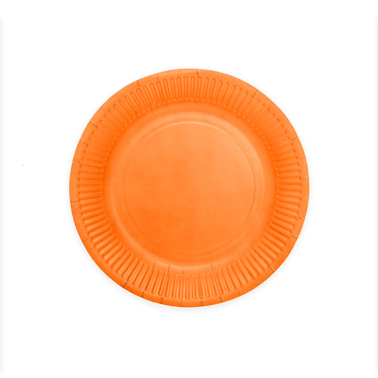 Oranje papieren feestbordjes van 23 cm, verpakking van 8 stuks