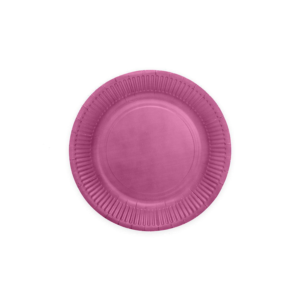 Paarse papieren gebaksbordjes van 18 cm, verpakking van 8 stuks