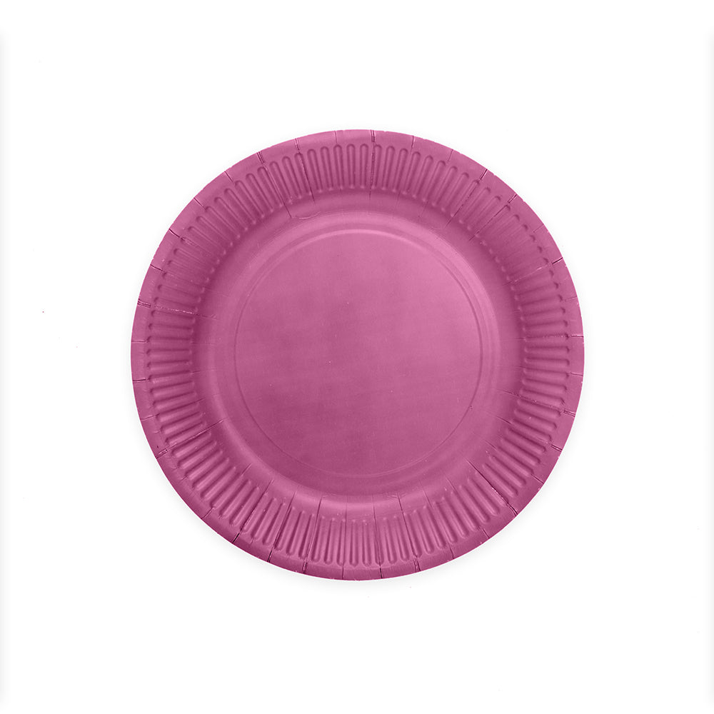 Paarse papieren feestbordjes van 23 cm, verpakking van 8 stuks
