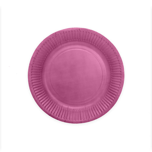 Paarse papieren feestbordjes van 23 cm, verpakking van 8 stuks