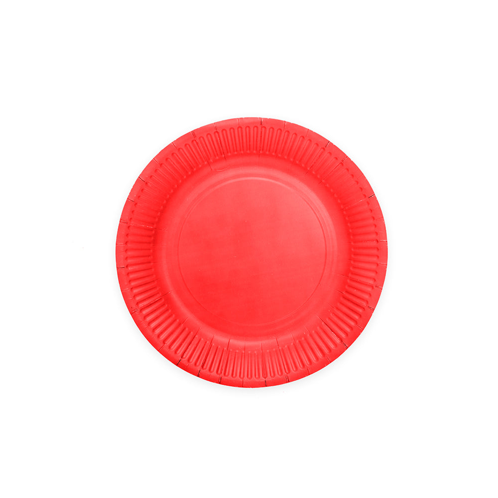 Rode papieren gebaksbordjes van 18 cm, verpakking van 8 stuks