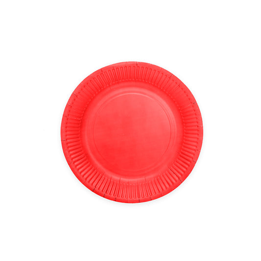 Rode papieren gebaksbordjes van 18 cm, verpakking van 8 stuks