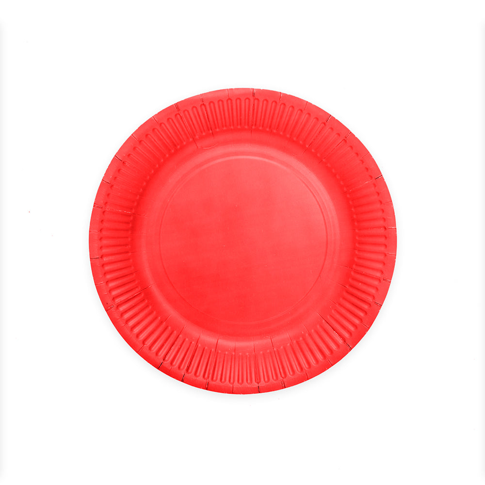 Rode papieren feestbordjes van 23 cm, verpakking van 8 stuks