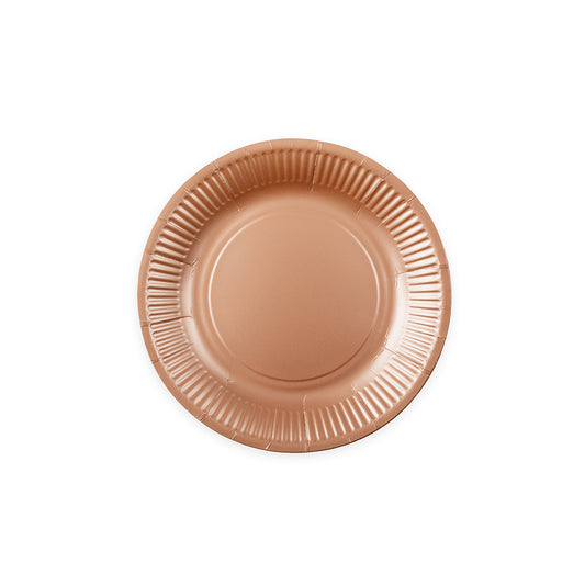 Roségoud papieren gebaksbordjes van 18 cm, verpakking van 8 stuks