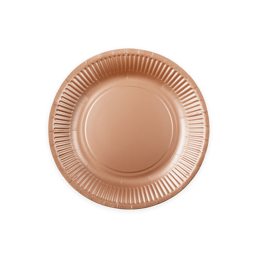 Roségoud papieren feestbordjes van 23 cm, verpakking van 8 stuks