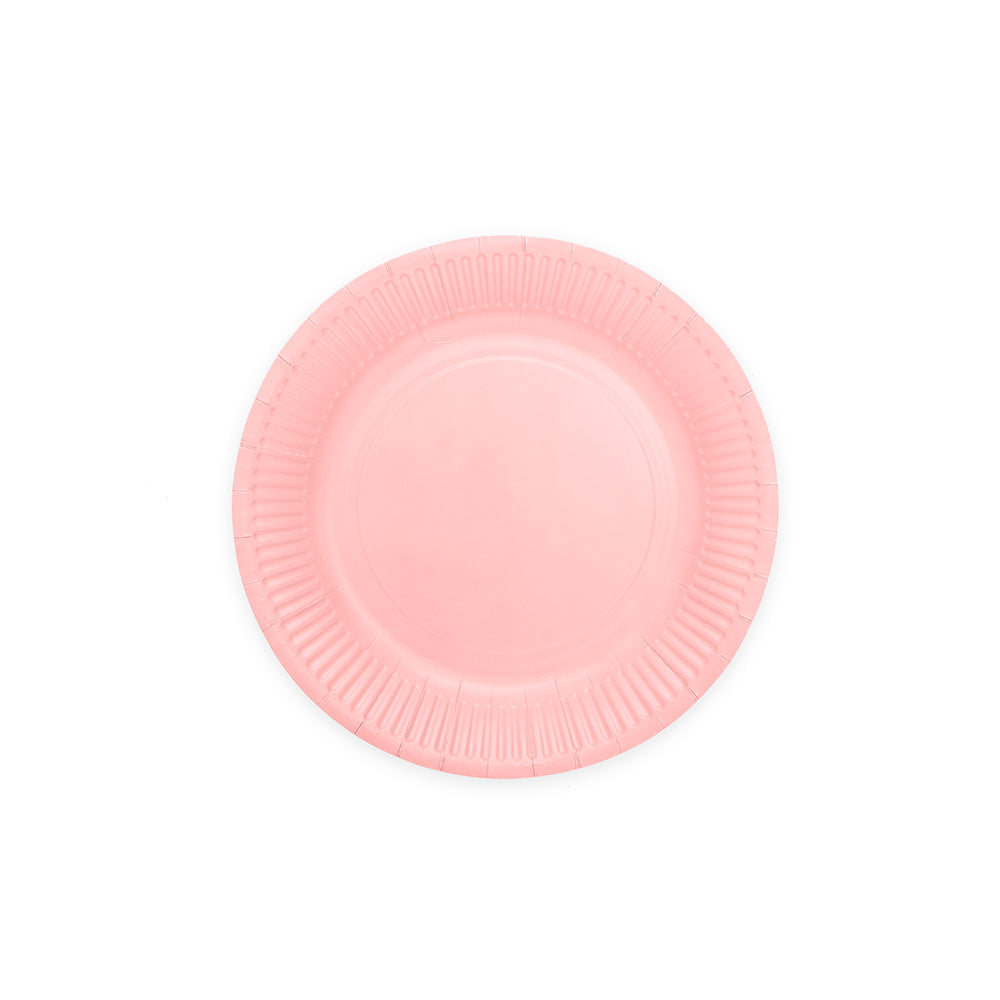 Roze papieren bordjes van 18 cm, verpakking van 20 stuks
