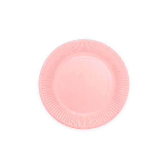 Roze papieren gebaksbordjes van 18 cm, verpakking van 8 stuks