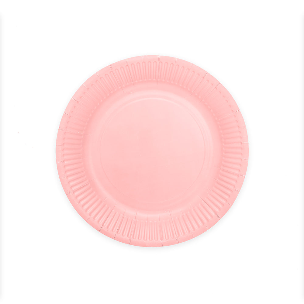 Roze papieren feestbordjes van 23 cm, verpakking van 8 stuks