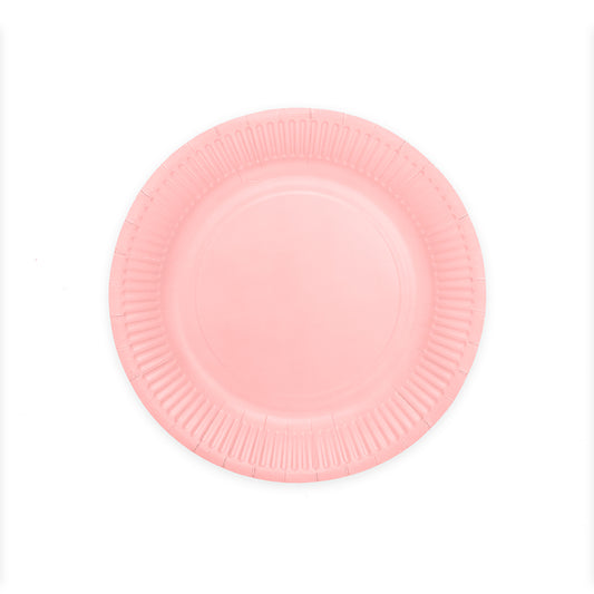 Roze papieren feestbordjes van 23 cm, verpakking van 8 stuks