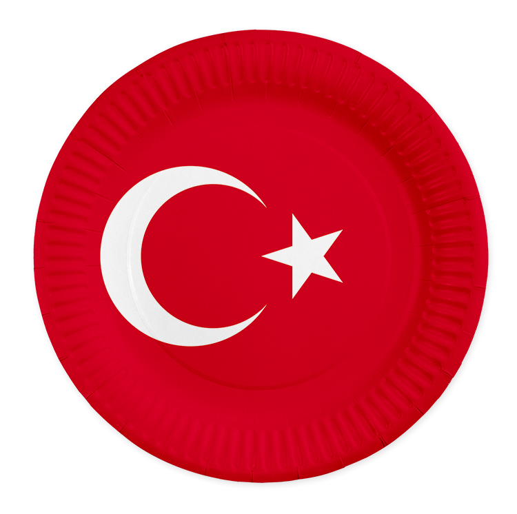 Papieren bordjes met de vlag van Turkije, verpakking van 8 stuks