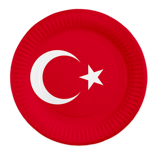 Papieren bordjes met de vlag van Turkije, verpakking van 8 stuks