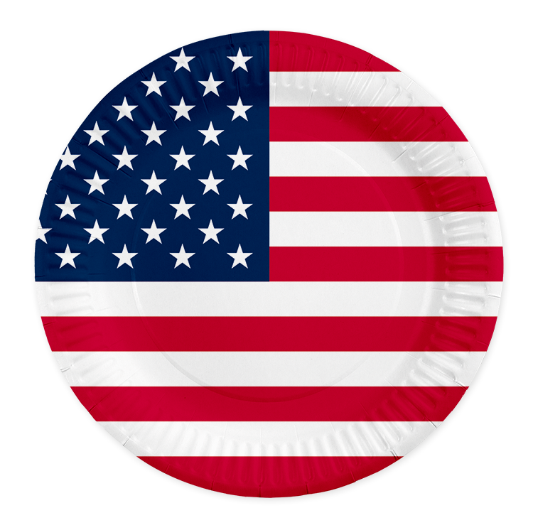 Papieren bordjes met de vlag van USA, verpakking van 8 stuks