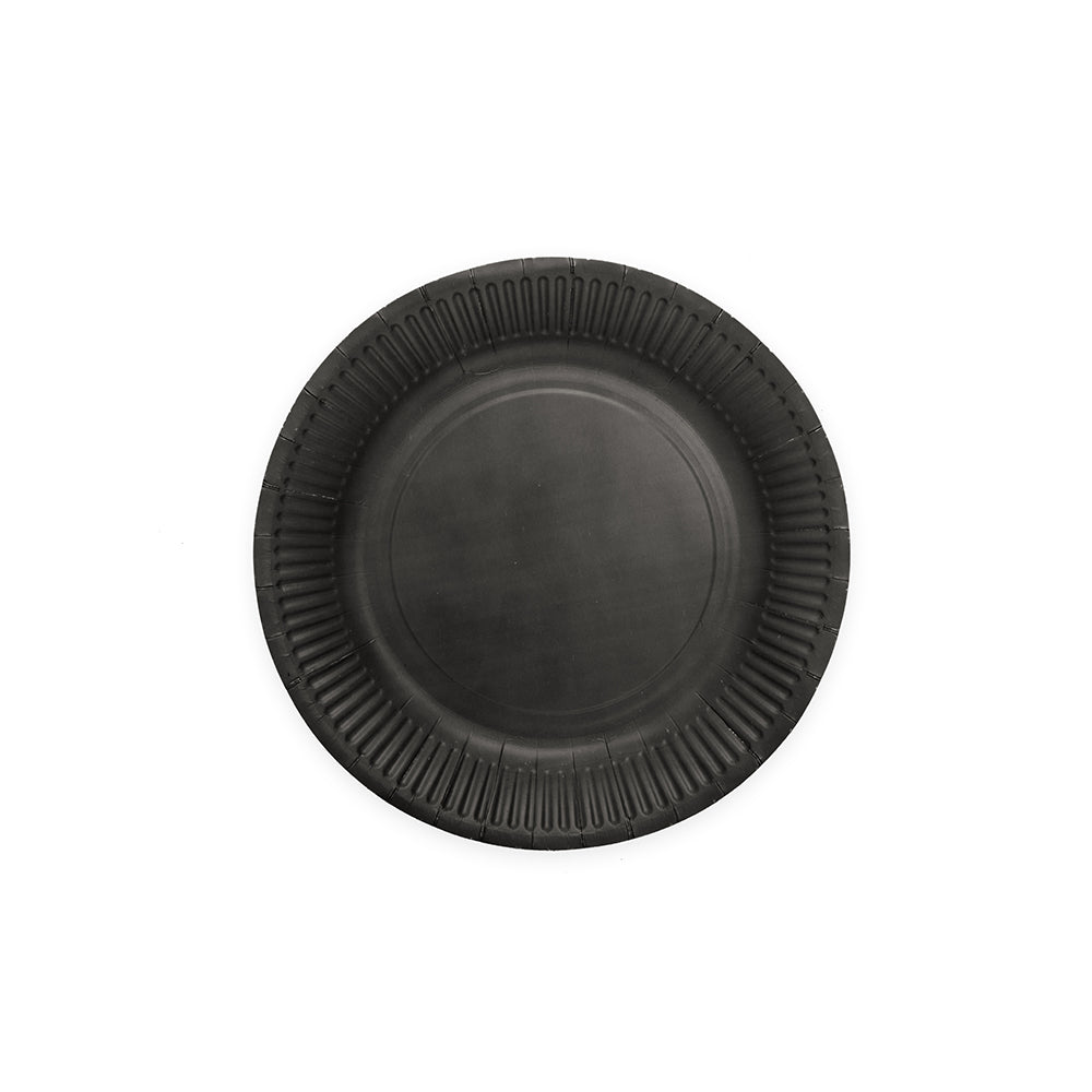 Zwarte papieren gebaksbordjes van 18 cm, verpakking van 8 stuks