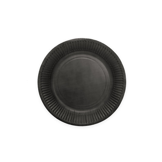 Zwarte papieren gebaksbordjes van 18 cm, verpakking van 8 stuks