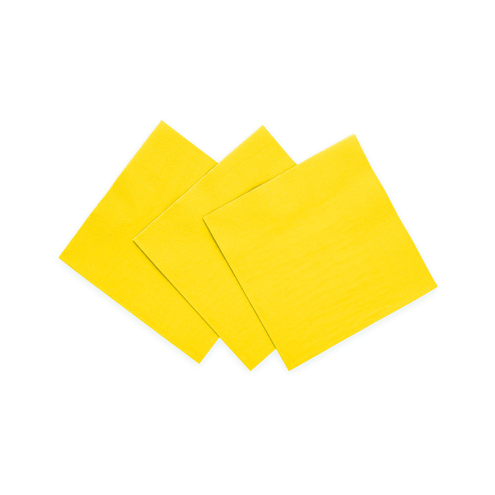 Geel papieren cocktailservetten 24x24 cm, pak van 20 stuks