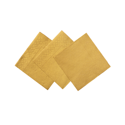 Gouden papieren cocktailservetten 24x24 cm, pak van 20 stuks