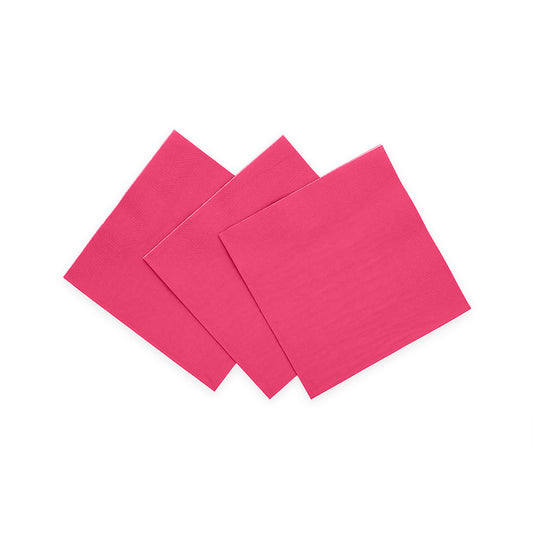 Hot pink papieren cocktailservetten 24x24 cm, pak van 20 stuks