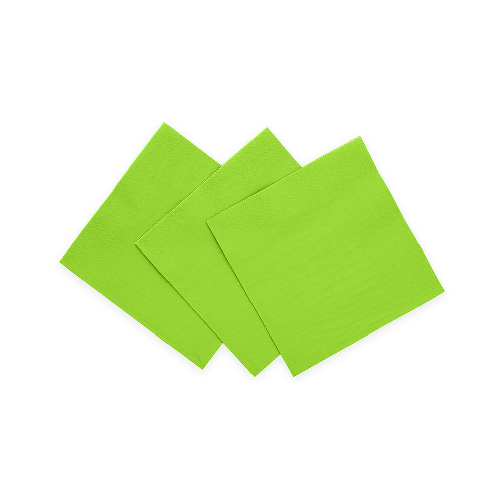 Limoengroen papieren cocktailservetten 24x24 cm, pak van 20 stuks