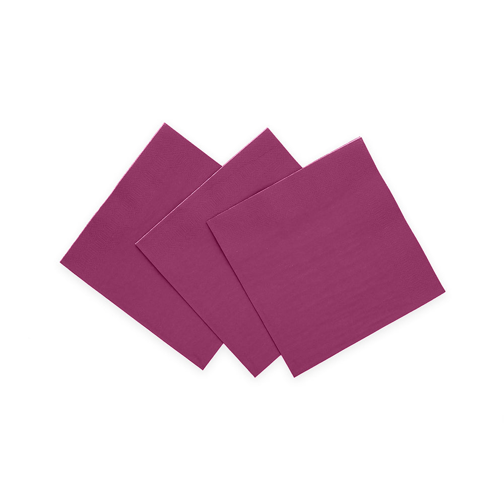 Paarse papieren cocktailservetten 24x24 cm, pak van 20 stuks