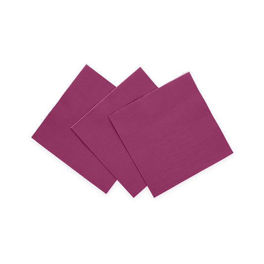 Paarse papieren cocktailservetten 24x24 cm, pak van 20 stuks