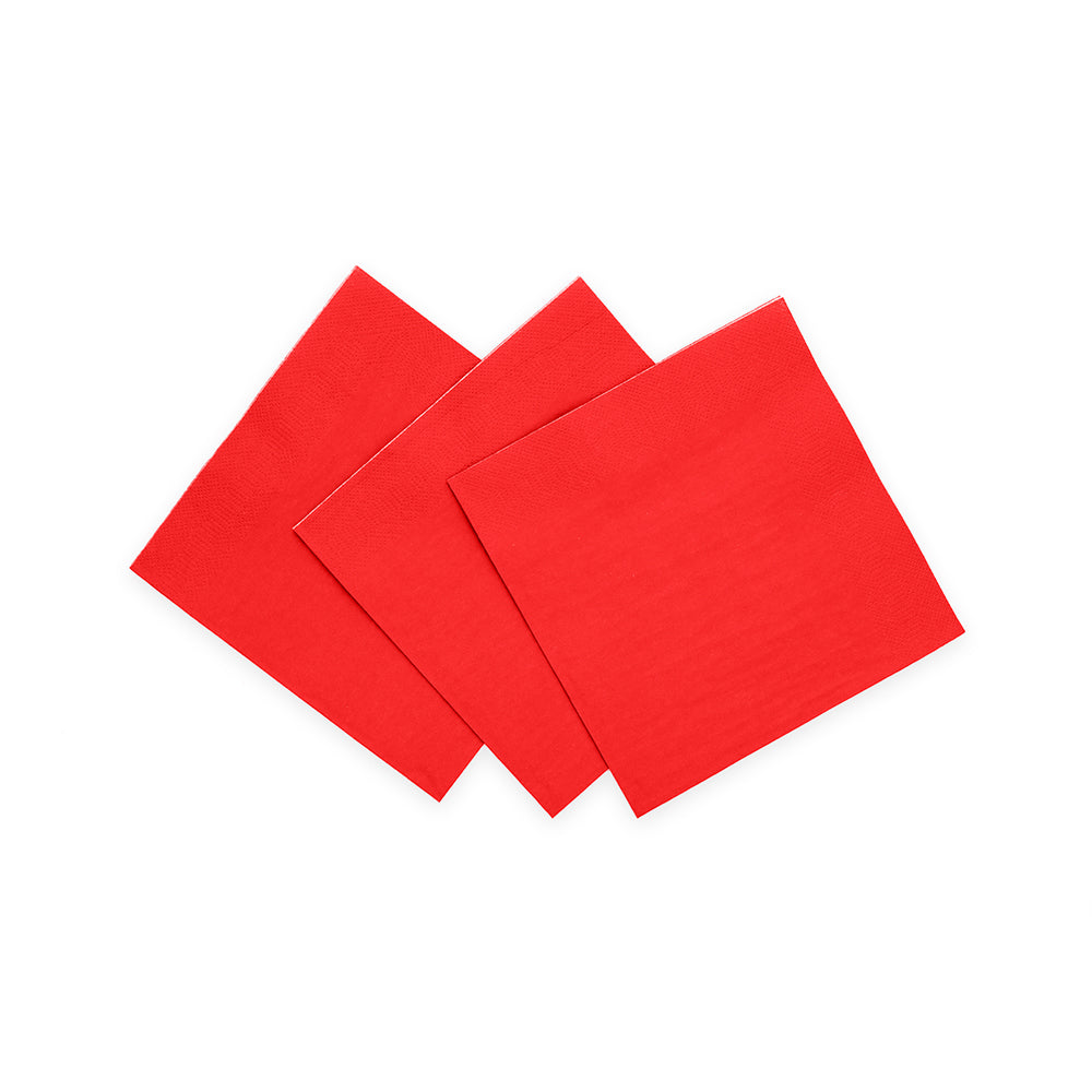 Rode papieren cocktailservetten 24x24 cm, pak van 20 stuks
