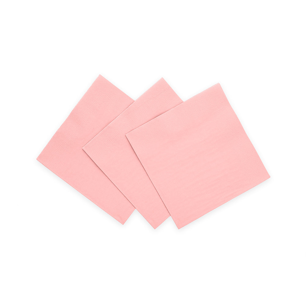 Roze papieren cocktailservetten 24x24 cm, pak van 20 stuks