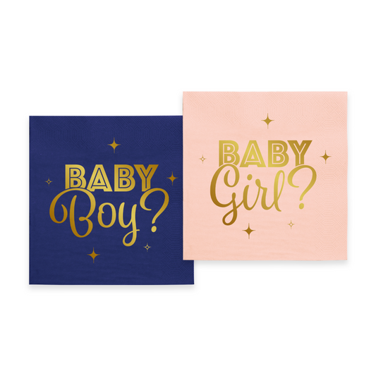 Papieren servetten met Gender Reveal-opdruk, verpakking van 20 stuks