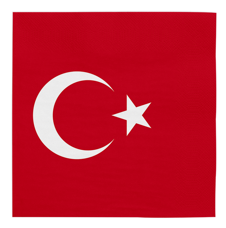 Papieren servetten met de vlag van Turkije, verpakking van 20 stuks