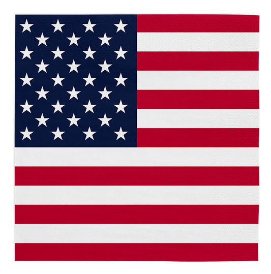 Papieren servetten met de vlag van USA, verpakking van 20 stuks