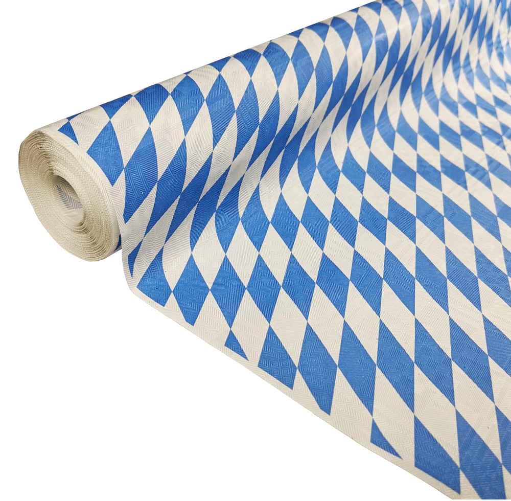Papieren tafelrol beiers blauw-wit van 1,00 x 8 m