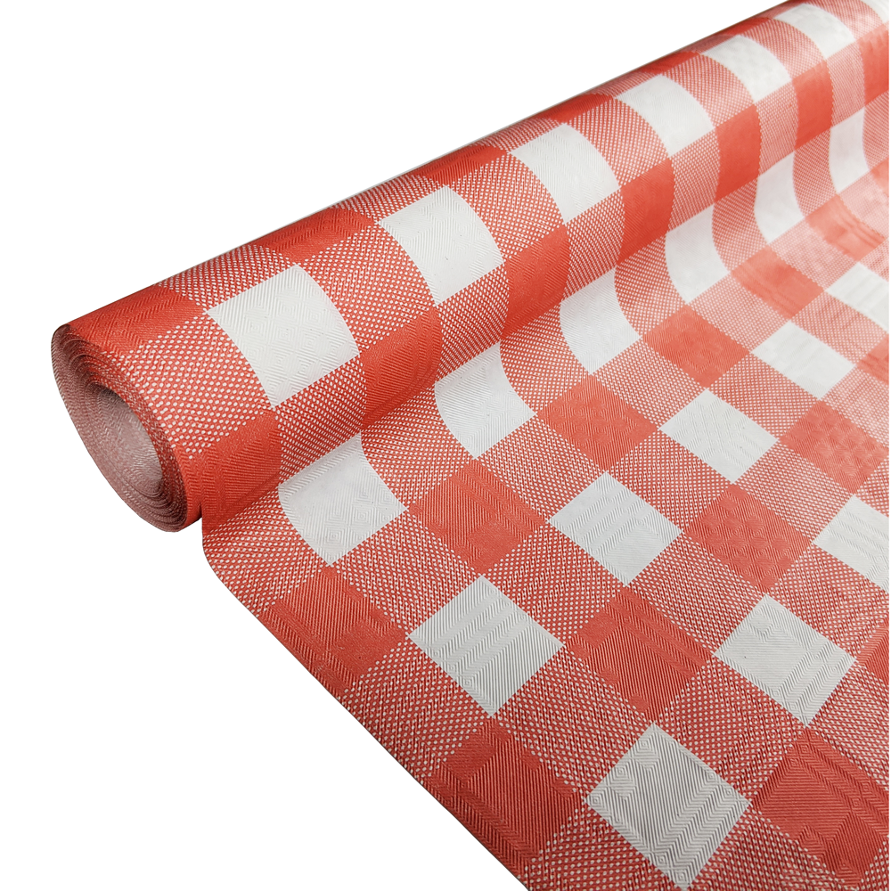 Papieren tafelrol rood-wit geruit van 1,19 x 8 m